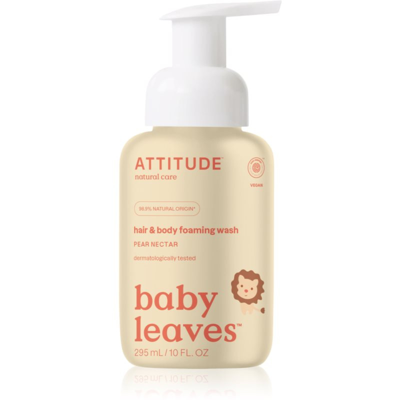 Dětská mycí pěna (2 v 1) ATTITUDE Baby leaves s vůní hruškové šťávy 295 ml