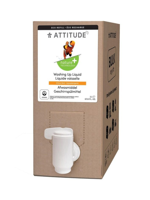 Prostředek na mytí nádobí ATTITUDE s vůní citronové kůry - náhradní kanystr 2 l