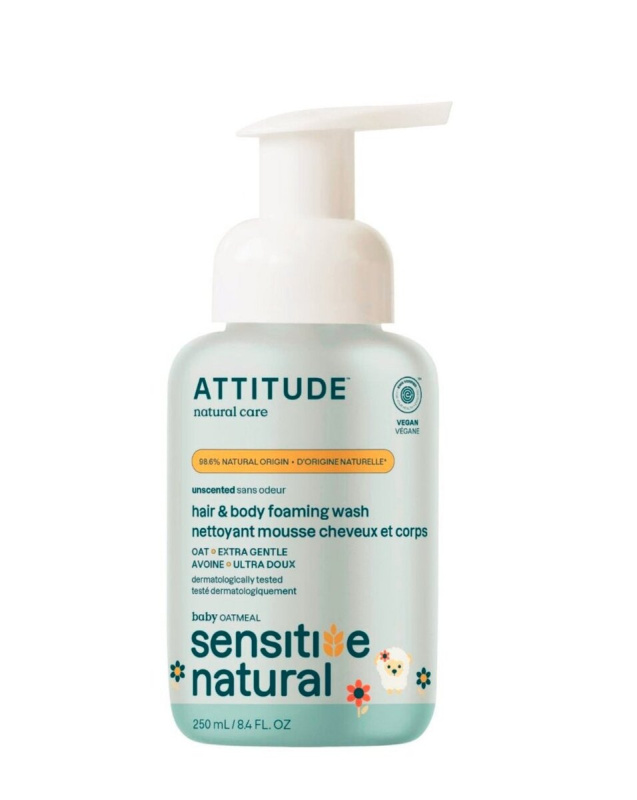 ATTITUDE Dětská mycí pěna 2v1 s ovsem pro citlivou pokožku, 250ml