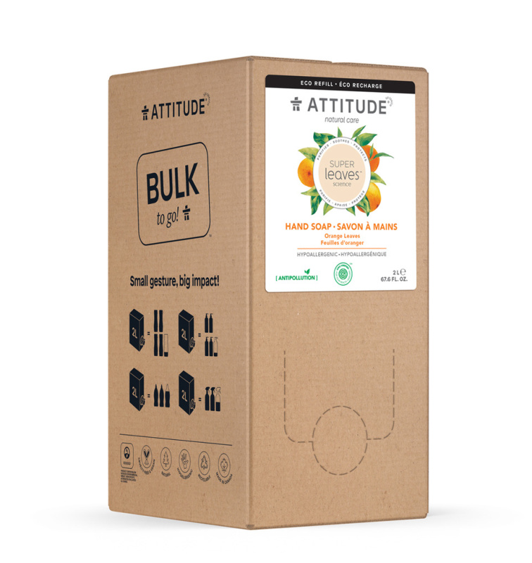 Přírodní mýdlo na ruce ATTITUDE Super leaves s detoxikačním účinkem - pomerančové listy - náhradní kanystr 2 l