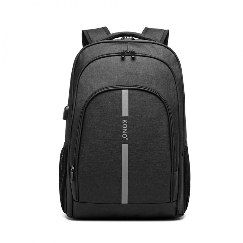 Kono E1972 Batoh na notebook 15.6" s reflexními prvky Černý s USB 16L