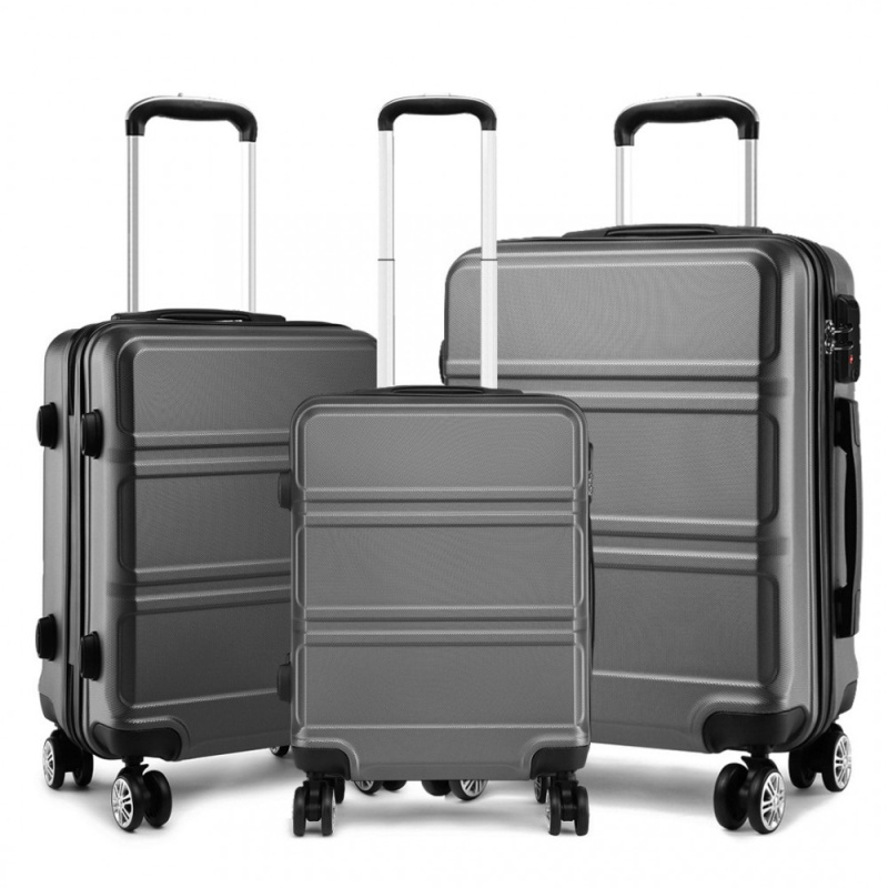 Kono K1871-1L Sada 3 kufry spinner 55cm 65cm 74cm Šedý ABS 89L