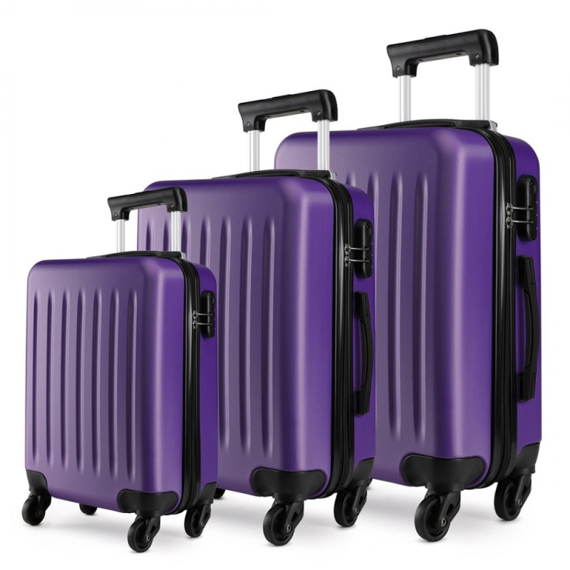 Kono K1872L Sada 3 kufry spinner 48cm 66cm 75cm Fialová ABS 91L