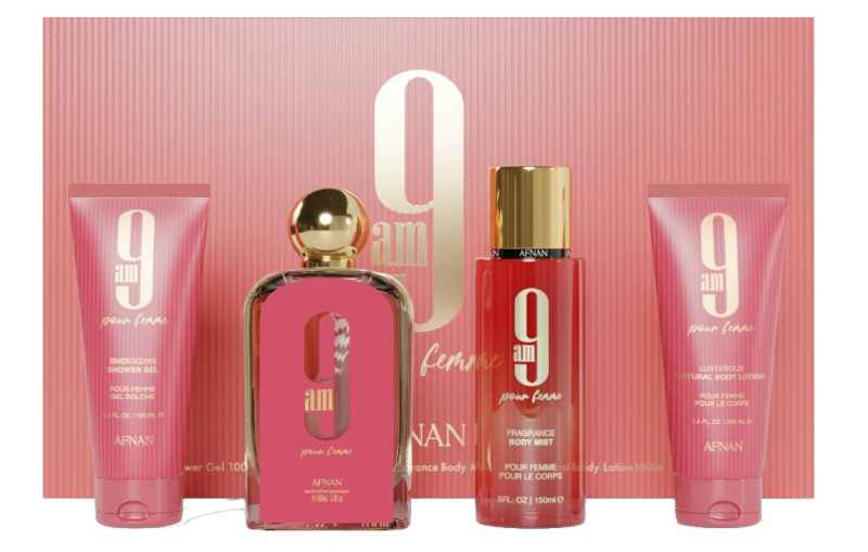Afnan 9 AM Pour Femme dárková sada pro ženy 4 ks