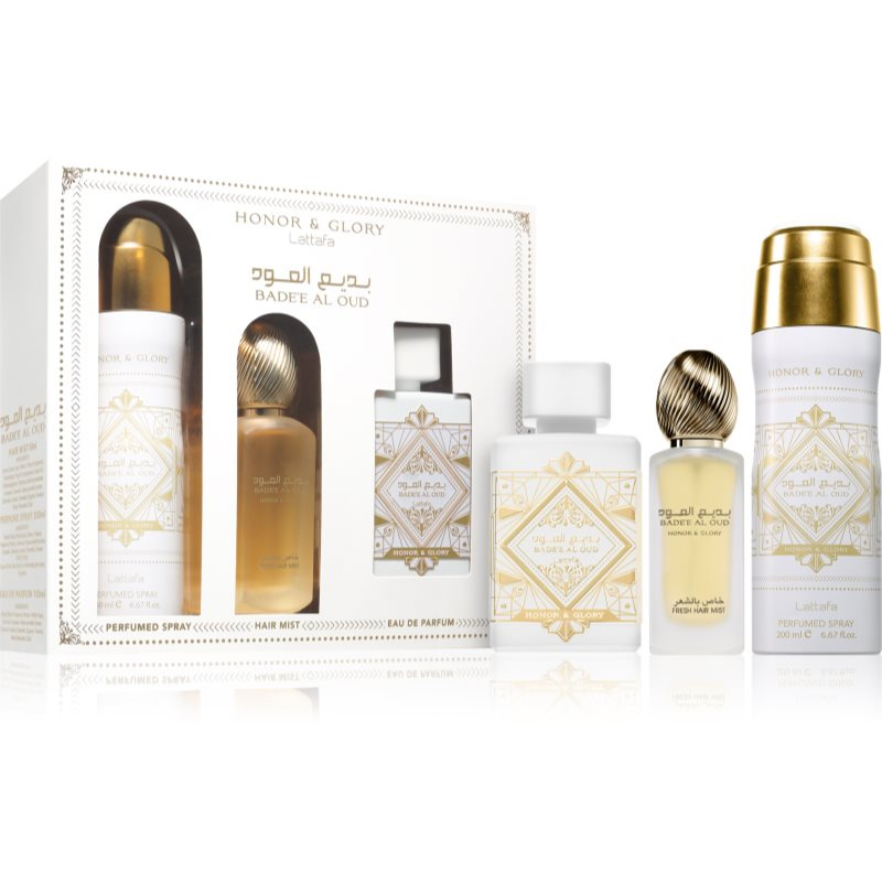 Lattafa Badee Al Oud Honor & Glory dárková sada unisex 3 ks