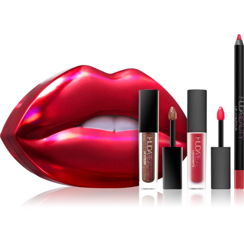 Huda Beauty Contour & Strobe Lip Set dárková sada odstín Heartbreaker nad Shameless 3 ks