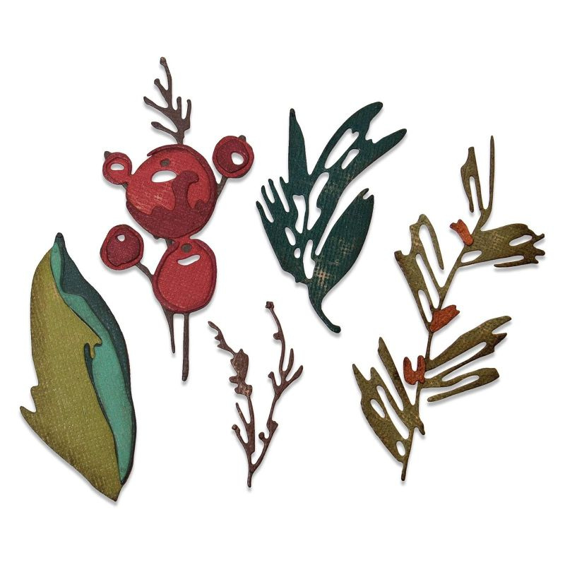 Bobule a větvičky - vyřezávací kovové šablony Thinlits (9ks)