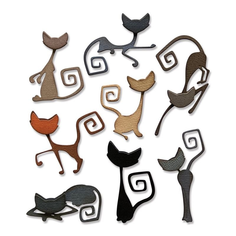 Kočky - vyřezávací kovové šablony Thinlits (16ks)