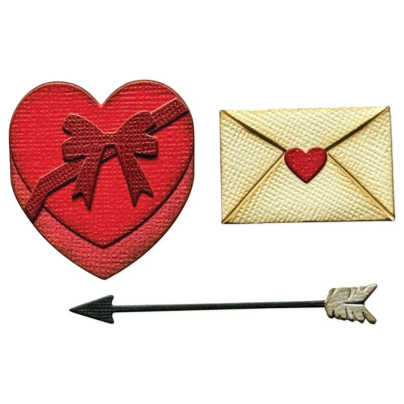 Valentýn - vyřezávací kovové šablony Thinlits (8ks) a embosovací kapsa