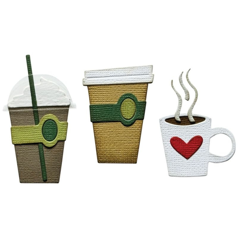 Káva - vyřezávací kovové šablony Thinlits (11ks) a embosovací kapsa