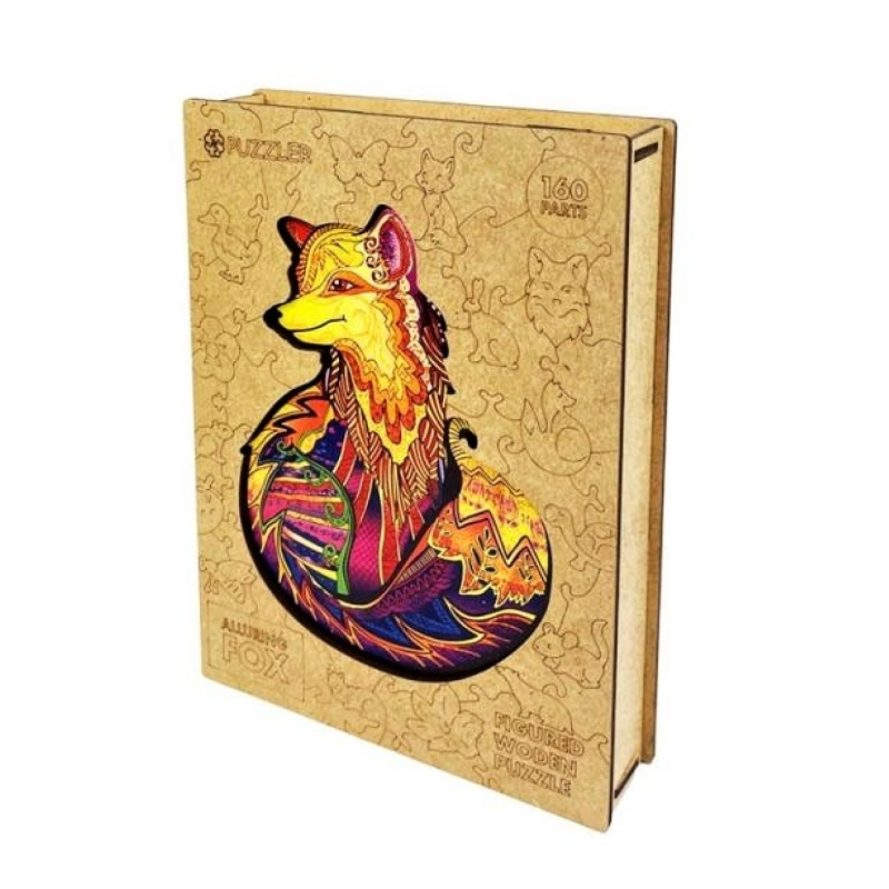 Dřevěné barevné puzzle - tajemná liška
