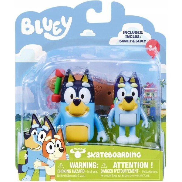 Figurky Bluey - Bluey & Bandit on skateboard 6 cm