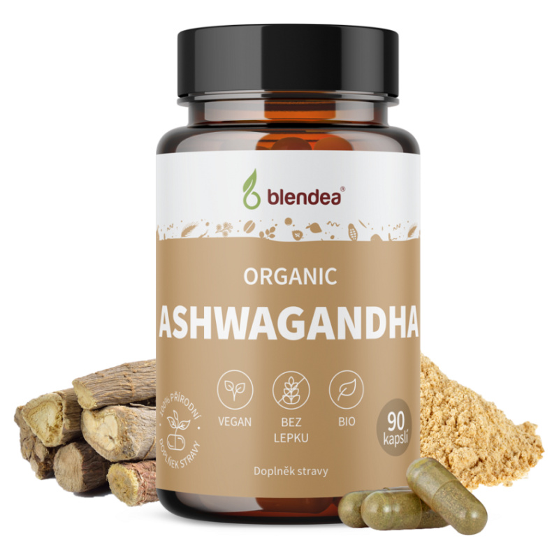 Blendea Ashwagandha BIO Organic, 100% rostlinné, 90 kapslí