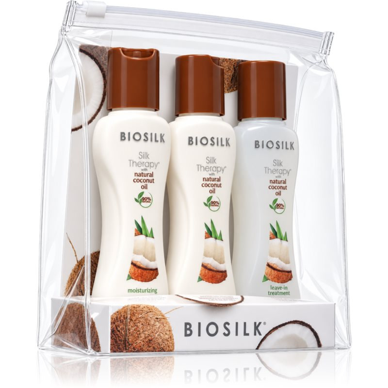 Biosilk Silk Therapy Coconut Oil Travel Kit cestovní sada pro suché vlasy 1 ks