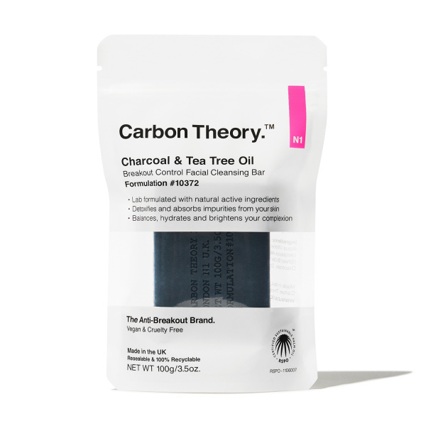 Carbon Theory Charcoal & Tea Tree Oil čisticí tuhé mýdlo pro zklidnění pleti 100 g