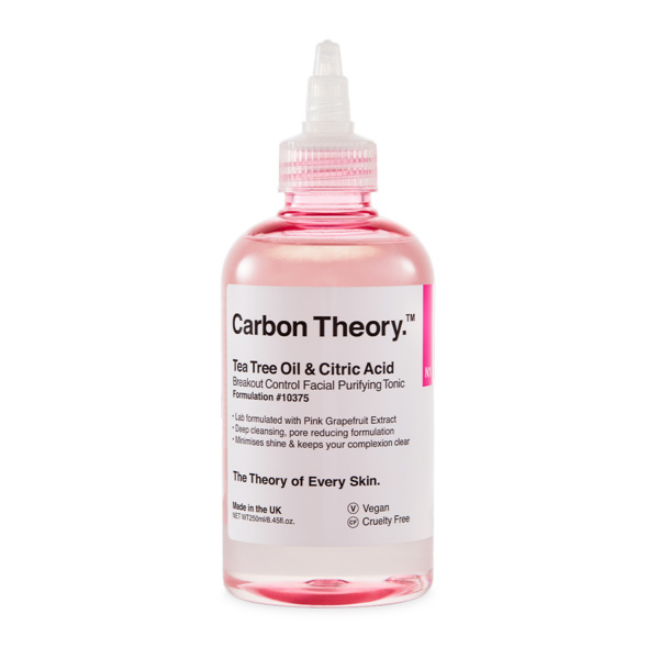 Carbon Theory Tea Tree Oil & Citric Acid hloubkově čisticí tonikum pro problematickou pleť, akné 250 ml