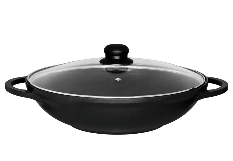 Maku Wok se skleněnou poklicí, Ø 32 cm černá