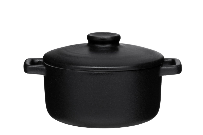 Maku Keramická zapékací mísa, s víkem, Ø 12 cm černá