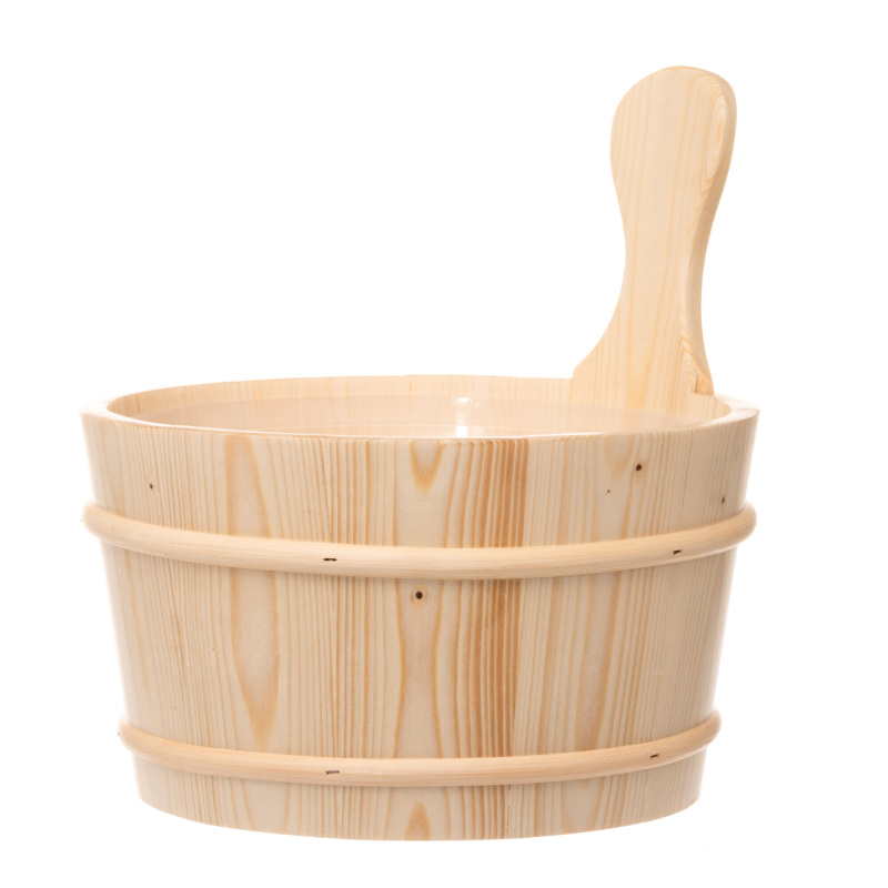 4Living Dřevěné vědro do sauny s plastovou vložkou, 4 l béžová