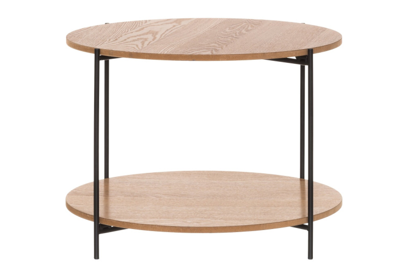 4Living Dvoupatrový odkládací stolek z MDF, Ø 55 cm hnědý