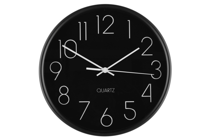 4Living Jednoduché nástěnné hodiny, Ø 25 cm, černé černá