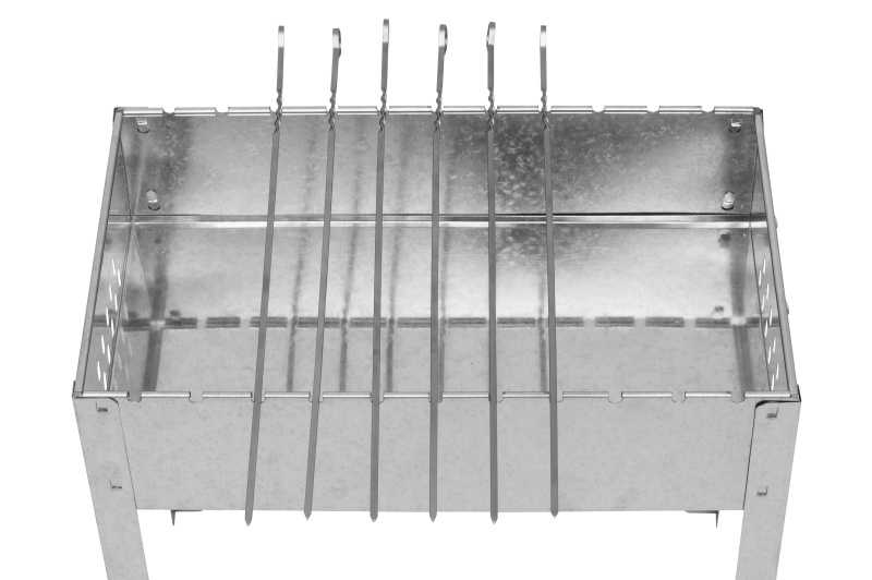Uhlový gril se špízy MUSTANG, 50 x 30 cm stříbrný 100431