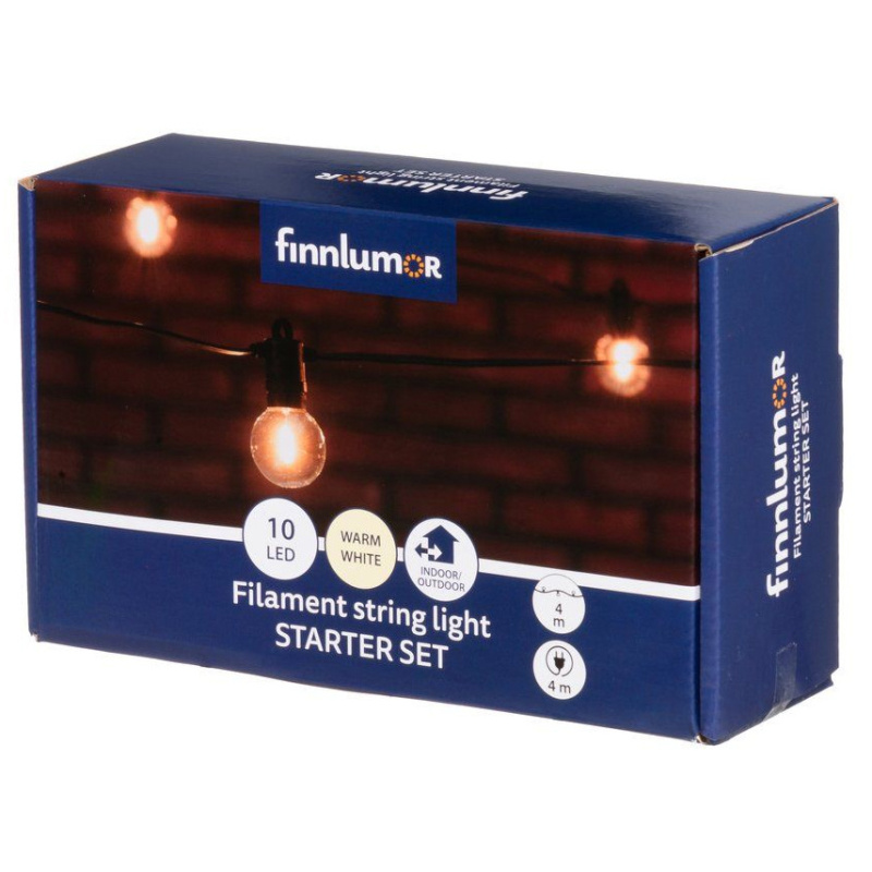 Finnlumor LED girlanda s filamentovými žárovkami, 4 m, teplé světlo černá