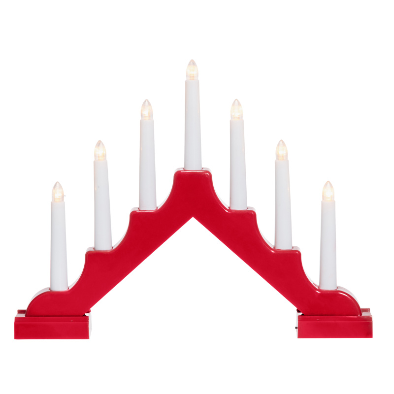 Finnlumor Adventní LED svícen, 7 světel, 29 cm červený