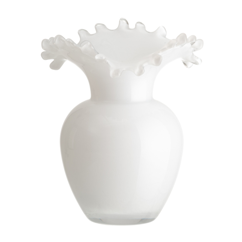 Fanni K Dekorativní skleněná váza VUOLLE, 19 cm bílý