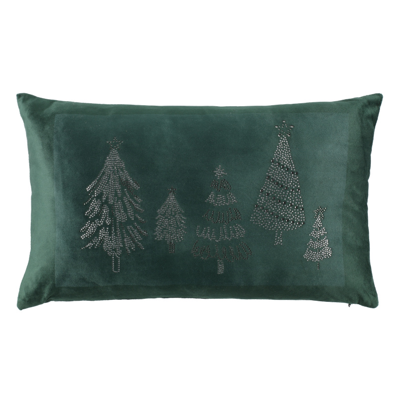 Winteria Vánoční dekorativní polštář s motivem stromku, 30 × 50 cm zelený