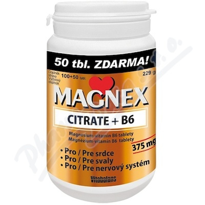 MAGNEX Citrate 375 mg a vitamin B6 100+50 tablet VÝHODNÉ balení