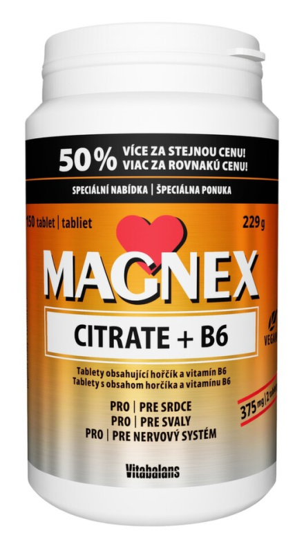 MAGNEX Citrate 375 mg a vitamin B6 100+50 tablet VÝHODNÉ balení
