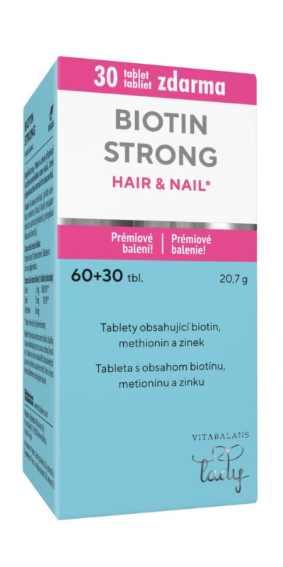 VITABALANS LADY Biotin strong hair & nail 60 tablet + 30 tablet ZDARMA
