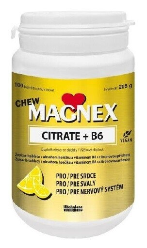 MAGNEX Citrate 375 mg a vitamin B6 100 žvýkacích tablet