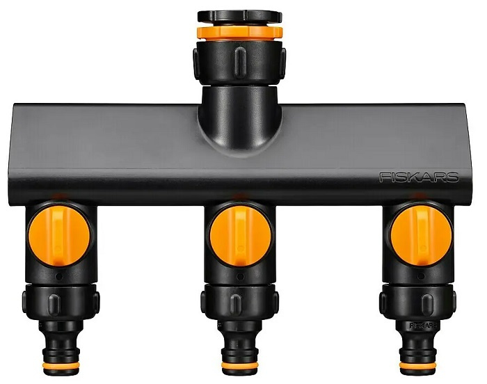 Trojcestný ventil na hadice Fiskars Comfort / G1"/G3/4"/G1/2" / černá/oranžová Varianta: ivi1