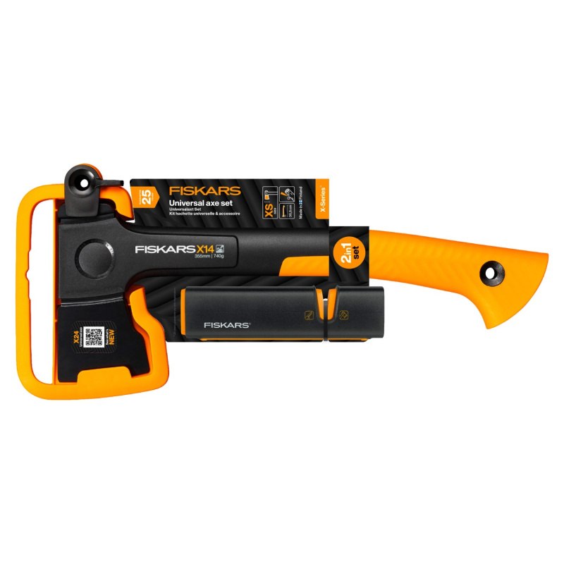 Fiskars Univerzální sekera X-series X14 (XS) + ostřič nožů a seker Xsharp