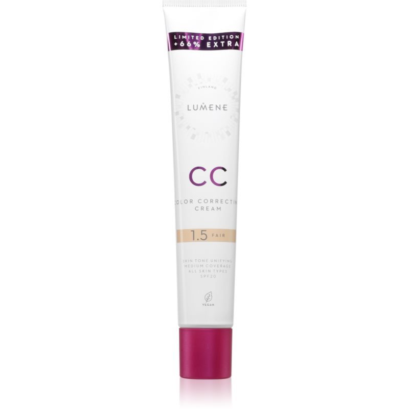 Lumene CC Color Correcting Cream CC krém pro jednotný tón pleti SPF 20 odstín 1.5 Fair (Warm) 50 ml