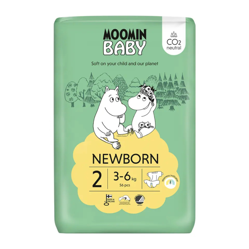 Moomin Baby EKO Jednorázové plenky newborn 2 (3–6 kg)