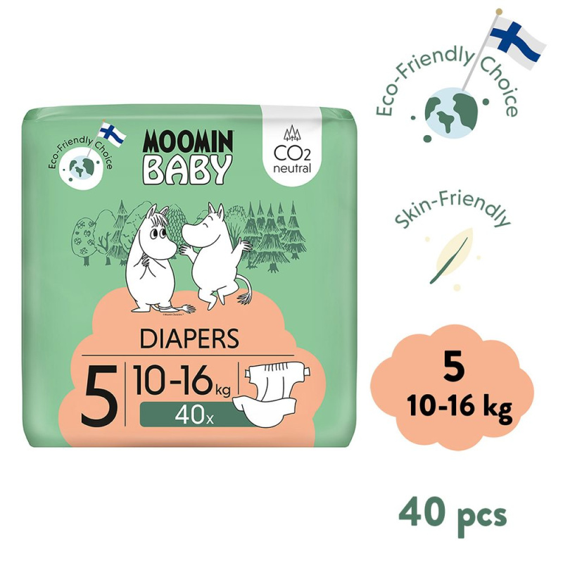 MOOMIN BABY 5 Eko pleny  maxi 10–16 kg 40 ks