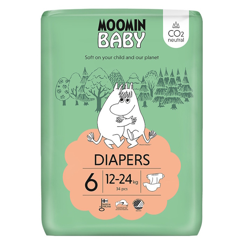MOOMIN BABY 6 Eko pleny maxi 12–24 kg 34 ks