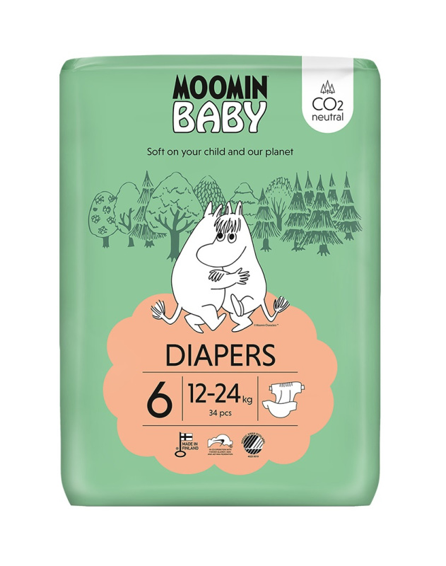 MOOMIN BABY 6 Eko pleny maxi 12–24 kg 34 ks