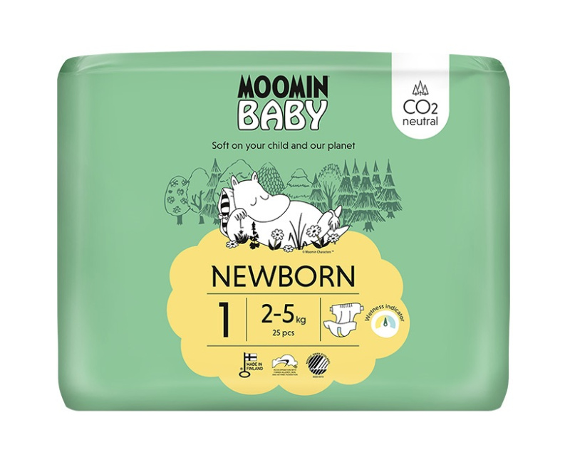 MOOMIN BABY 1 Eko pleny newborn 2-5 kg 25 kusů