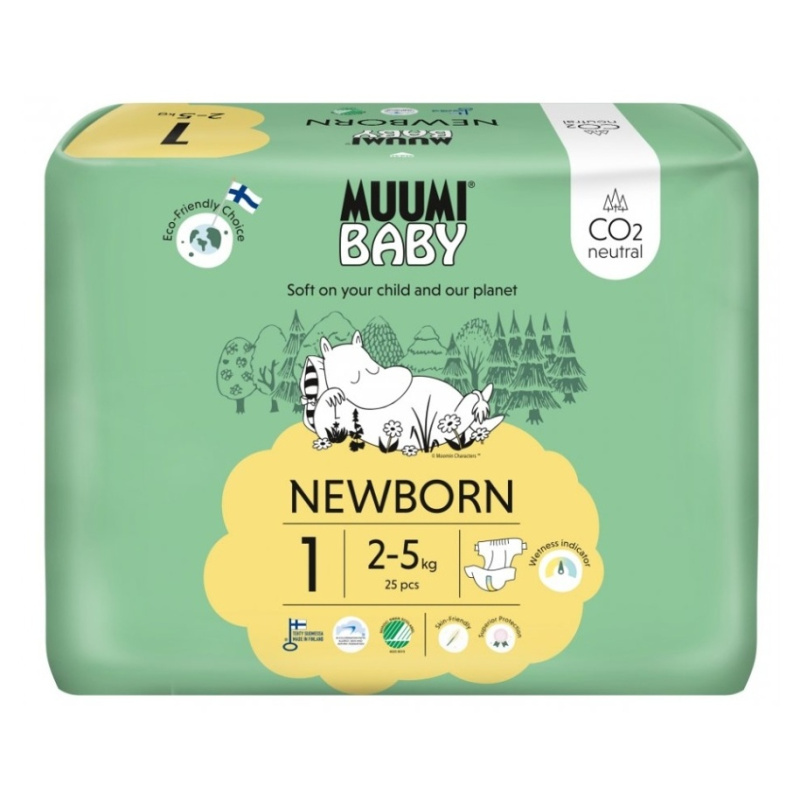 Muumi Baby EKO Jednorázové plenky novorozenec 1 (2–5 kg)