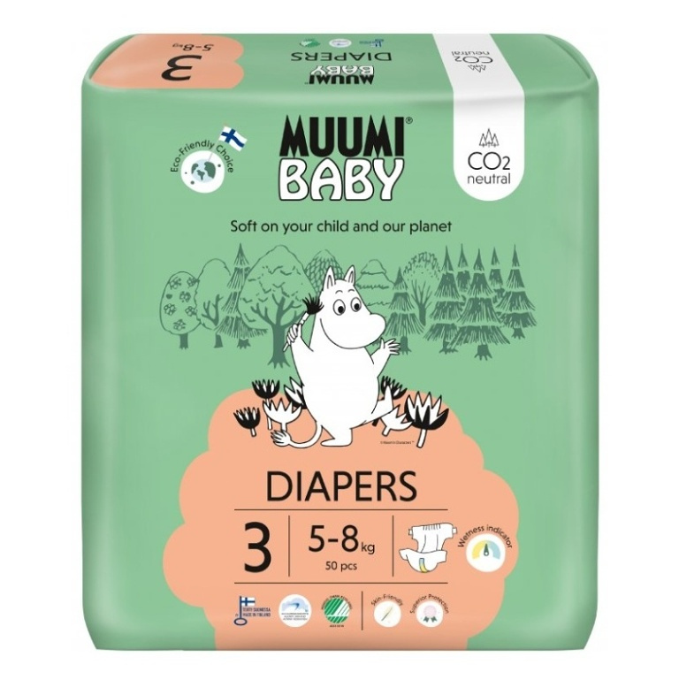 Muumi Baby 3 Midi 5–8 kg (50 ks), eko pleny
