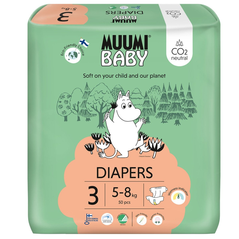 Muumi Baby 3 Midi 5–8 kg (50 ks), eko pleny
