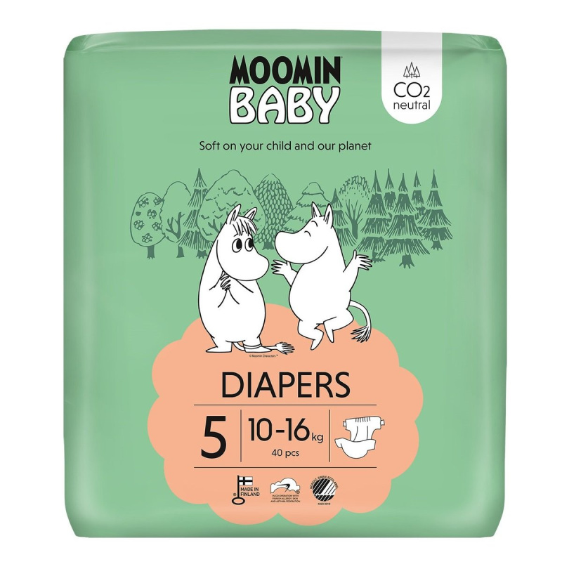 Muumi Baby 5 Maxi+ 10–16 kg (44 ks), eko pleny