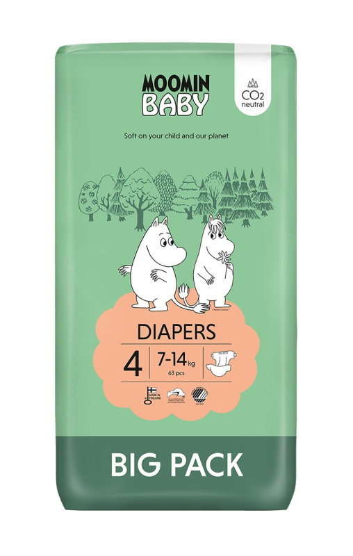 MOOMIN BABY 4 Eko plenky maxi 7-14 kg 63 kusů