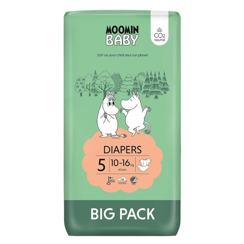 MOOMIN BABY 5 Eko pleny maxi 10-16 kg 60 ks