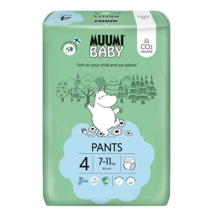 Muumi Baby Pants 4 Maxi 7-11 kg (40 ks), kalhotkové eko pleny