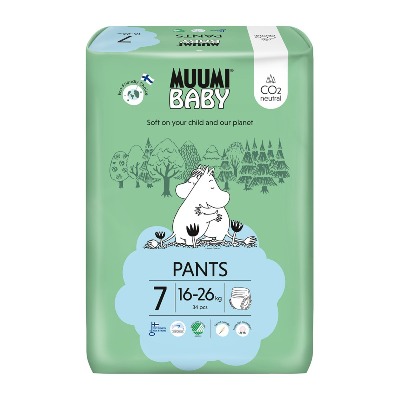 Muumi Baby Pants 7 XL 16-26 kg (34 ks), kalhotkové eko pleny